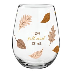 Stemless Wine Glass - Love Fall